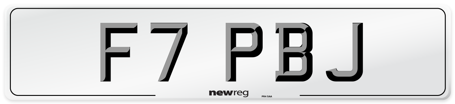 F7 PBJ Number Plate from New Reg